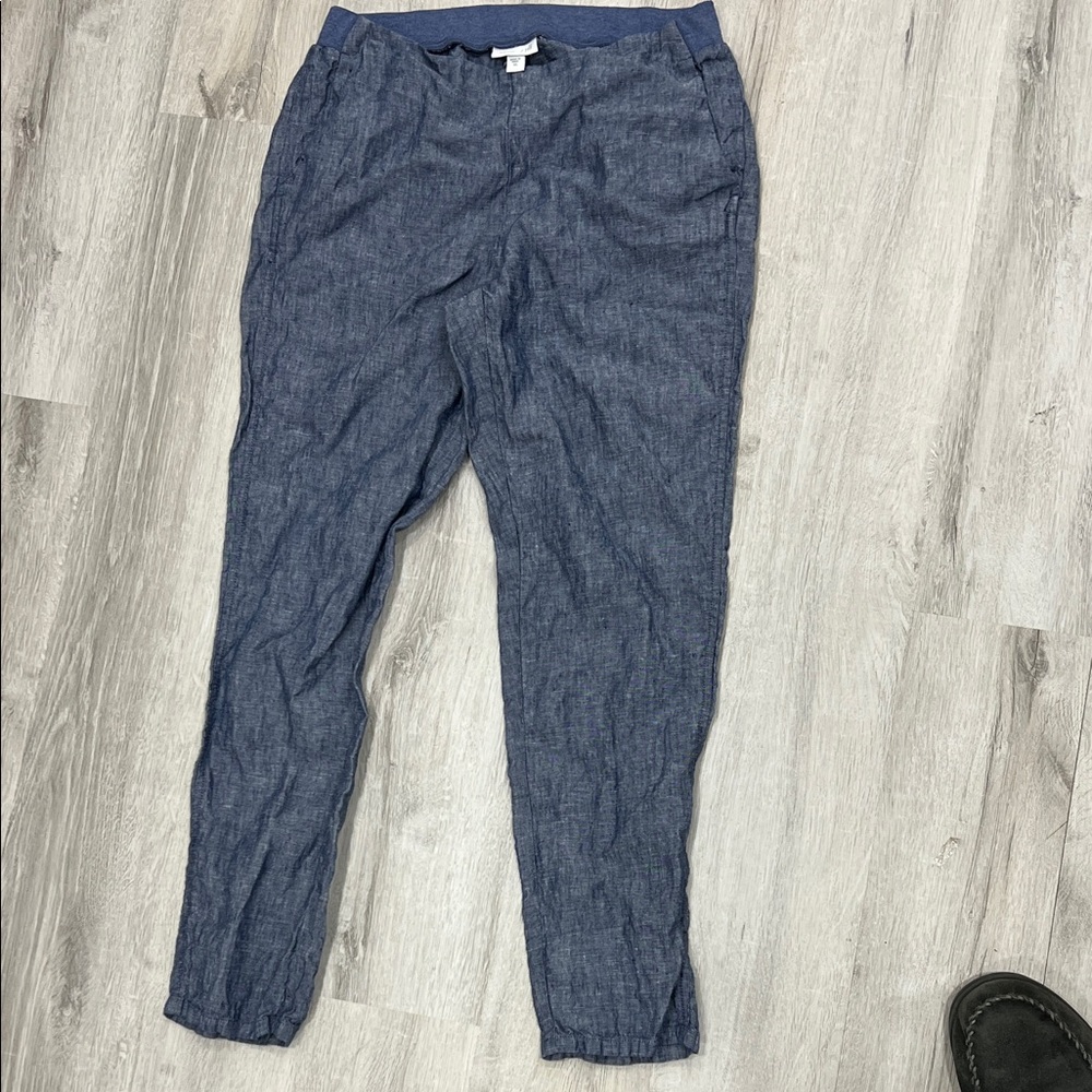 J. Jill Blue Linen Ankle Pants